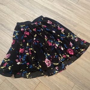 Black floral swing skirt